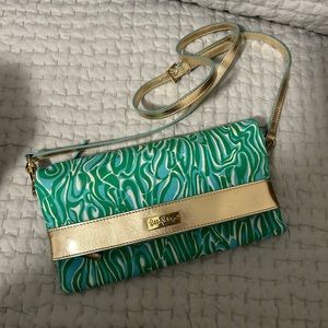 Lilly Pulitzer Green and Blue Crossbody/Clutch